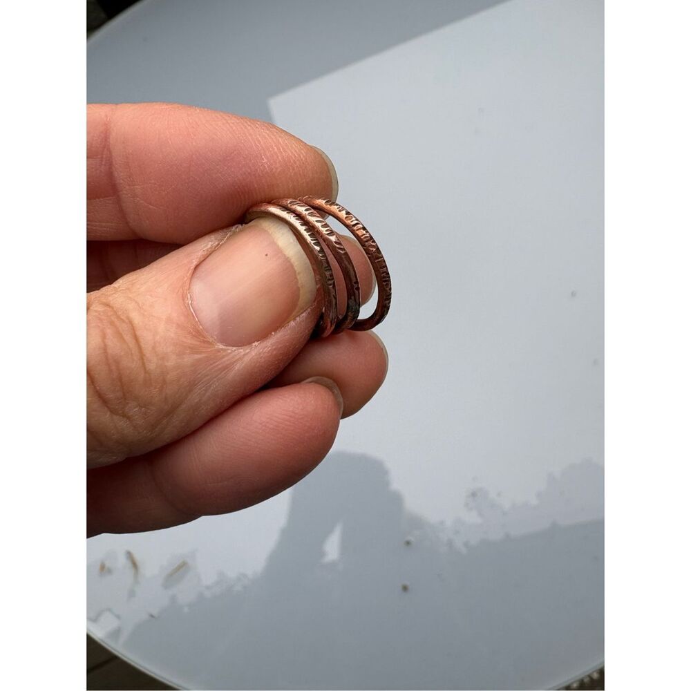 Dainty Copper Stacking Rings (3) solid copper, Handmade - Picture 3 of 5